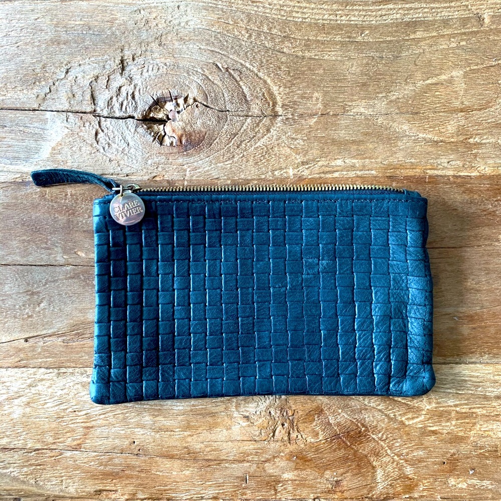 Clare V. Black Leather Wallet Clutch